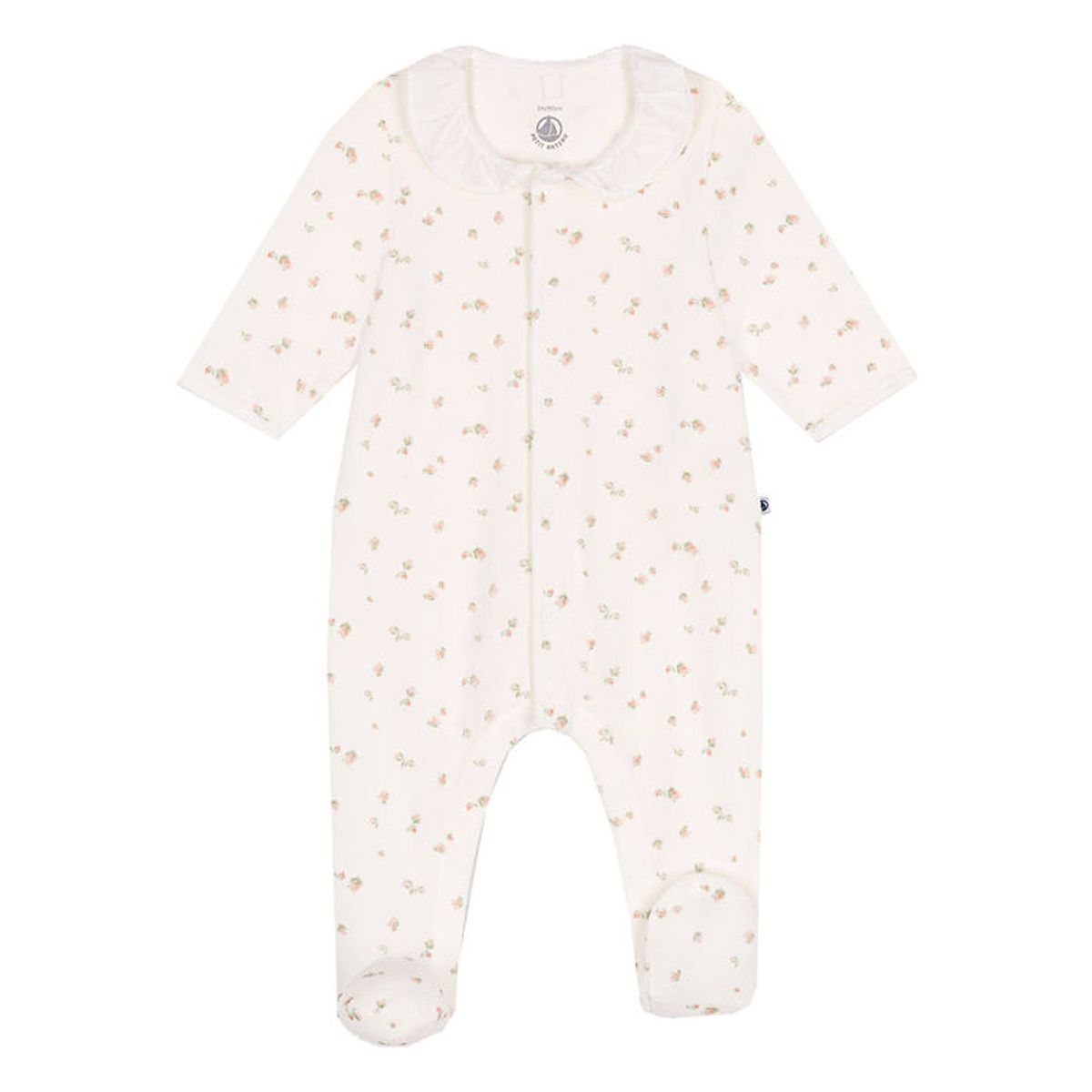 Petit Bateau natdragt - Velour - Hvid/Rosa