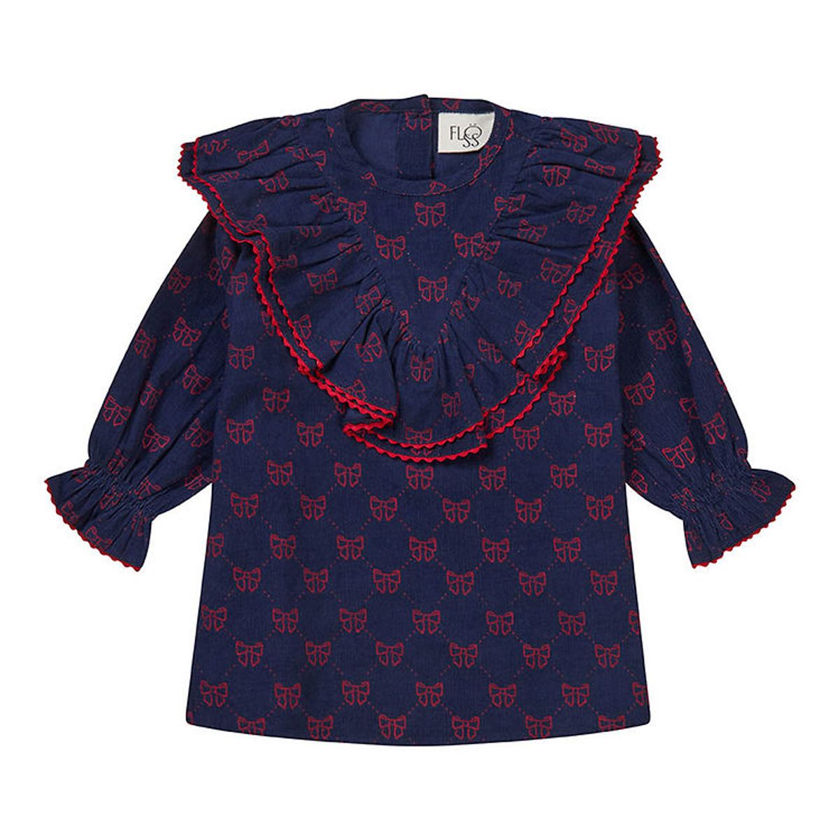 Flöss Kjole - Luna - Navy/Ruby Bows