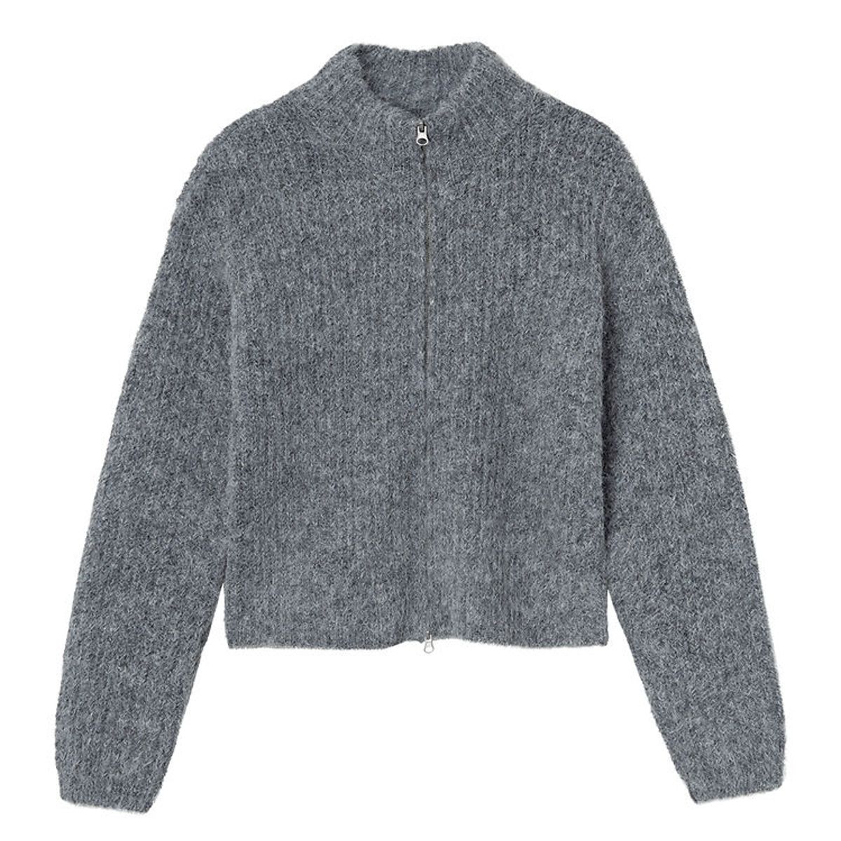 LMTD Cardigan - Strik - NlfNulo - Polyester/Uld - Dark Grey Mela