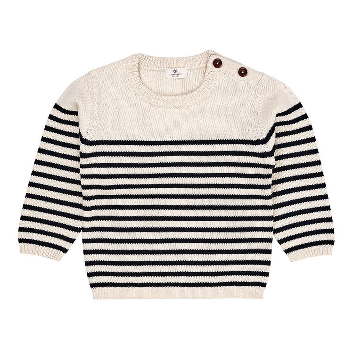 Copenhagen Colors Bluse - Uld - Strik - Cream/Navy Stripe