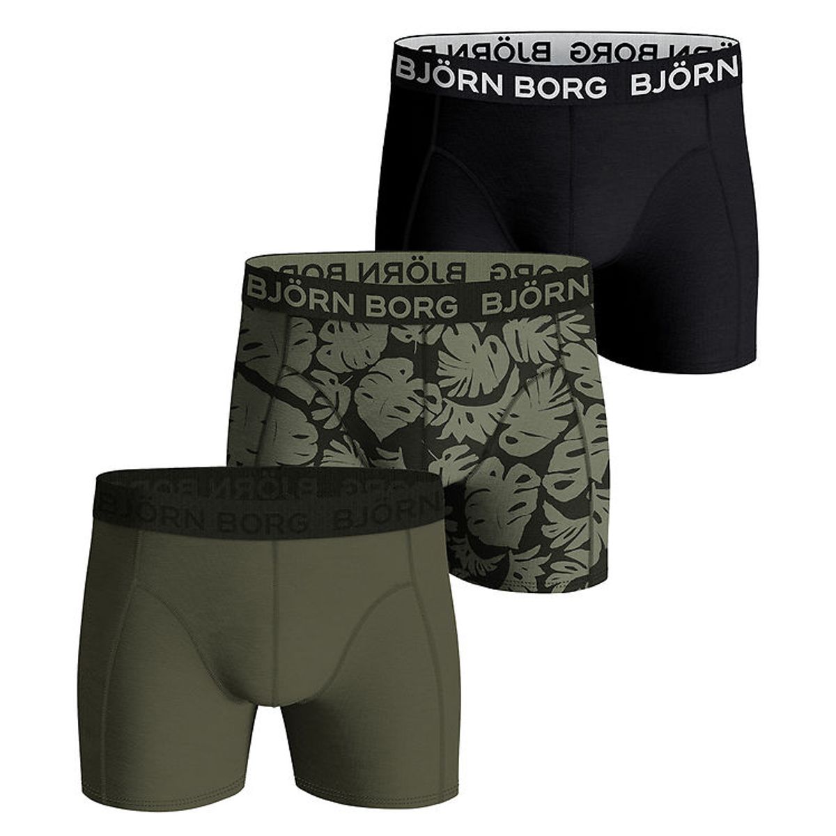 Björn Borg Boxershorts - 3-pak - Sort/Grøn/Print