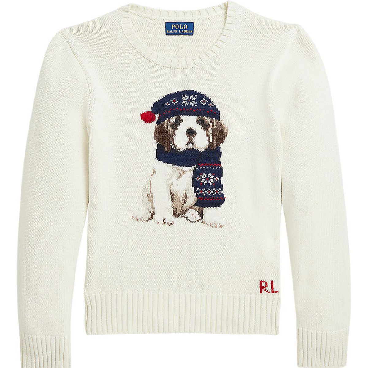 Polo Ralph Lauren Bluse - Uld - Hvid m. Hund