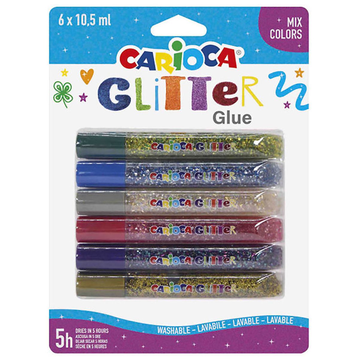 Carioca Glitterlim - 6 stk - Multifarvet