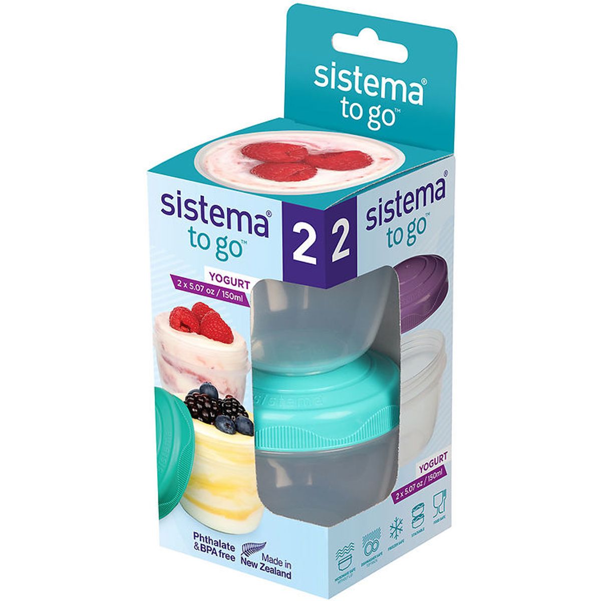 Sistema Beholdere - Yogurt 2-Pack - 150 ml - Mørkeblå/Turkis