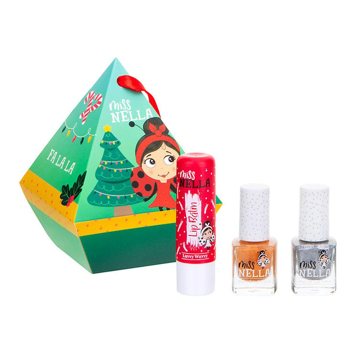 Miss Nella Gaveæske - Elfie Festive - 2 Neglelakker/Lip Balm