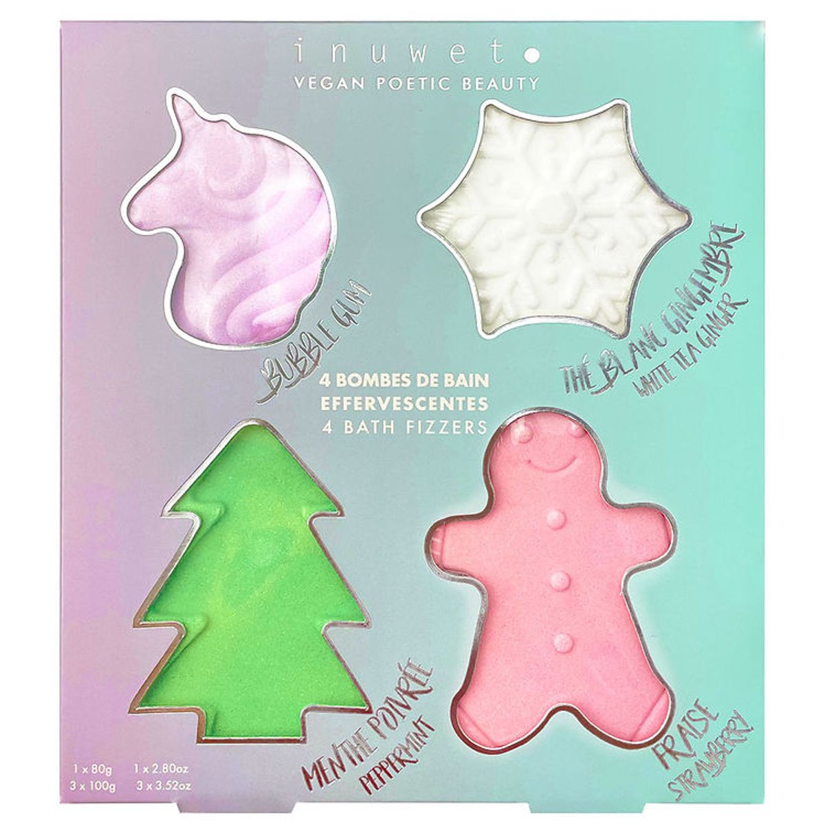 Inuwet Bath Bombs m. Duft - 4-pak - Christmas Set