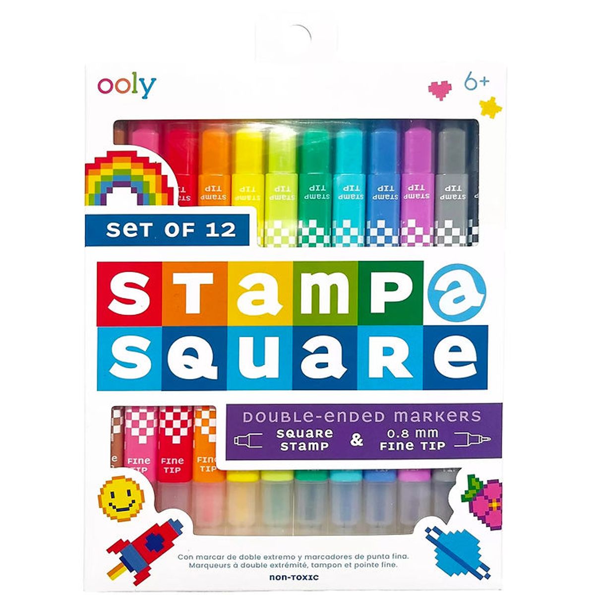 Ooly Dobbeltsidede Tuscher - Stamp a Square - 12 stk