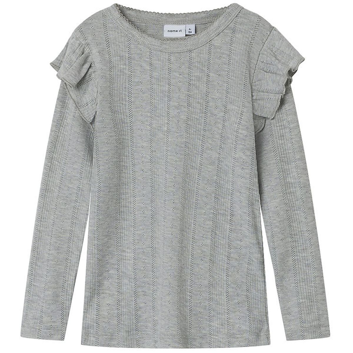 Name It Bluse - Noos - NmfJulia - Grey Melange m. Hulmønster