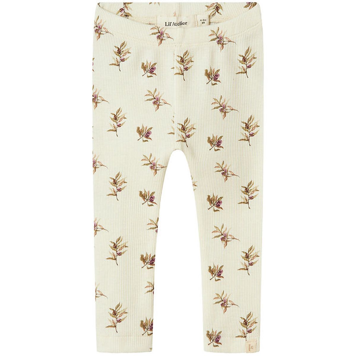 Lil' Atelier Leggings - Rib - NbfGavo - Turtledove/OLIVE