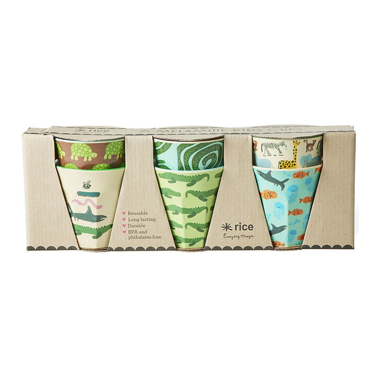 Rice Kopper - Melamin - 6 stk. - 160 ml - Mint/Wildlife