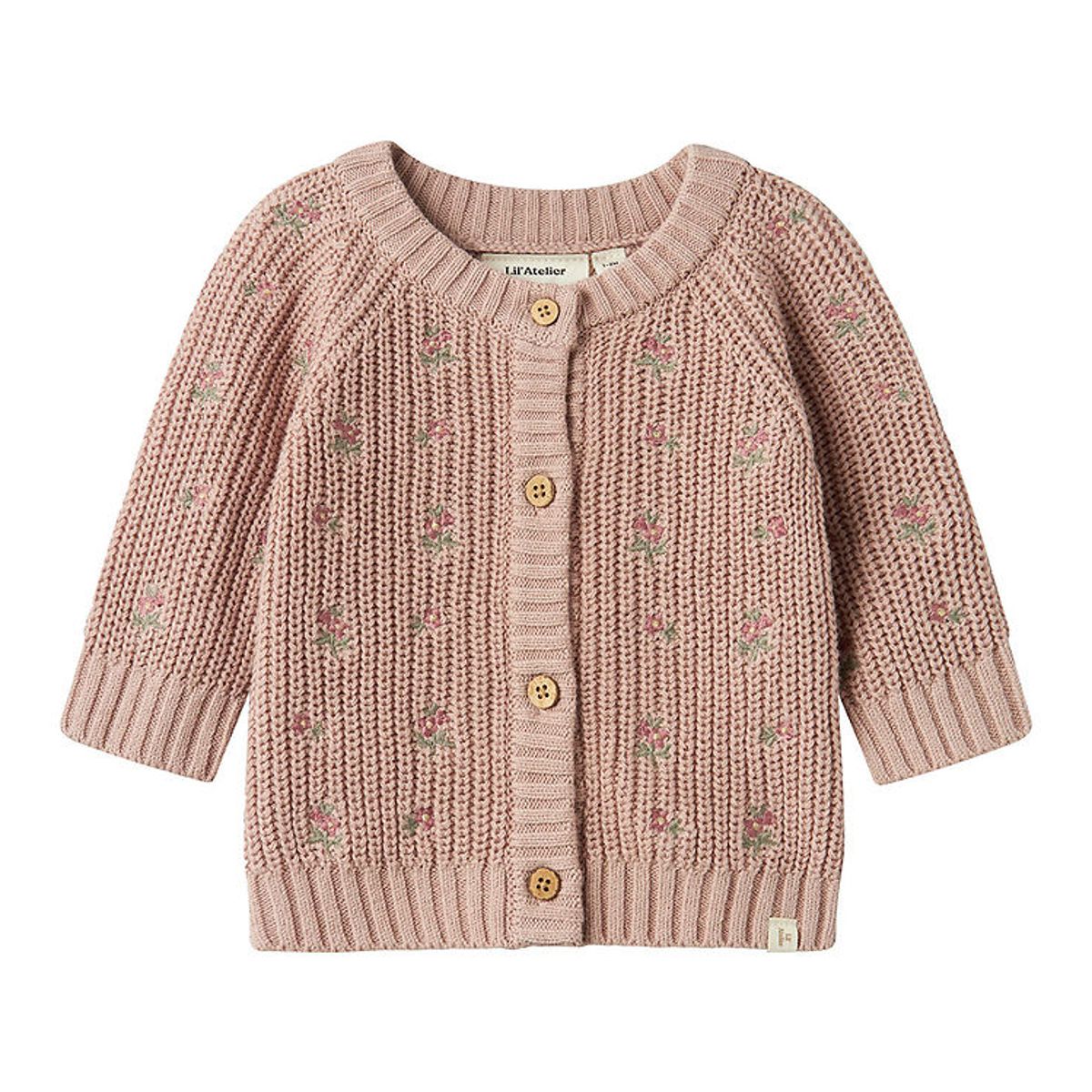 Lil' Atelier Cardigan - Strik - NbfEmlen - Shadow Gray m. Blomst