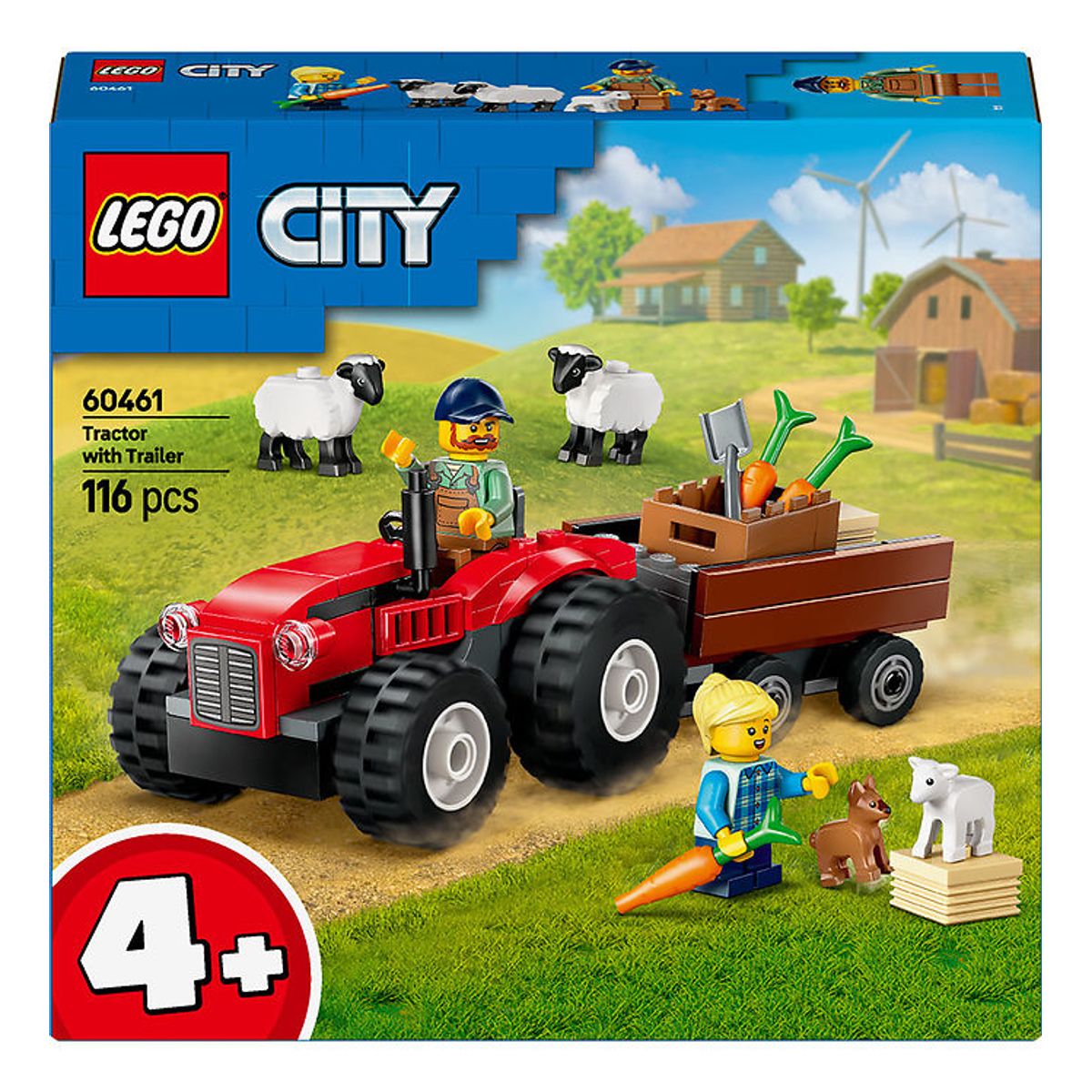 LEGO ® City - Rød Traktor Med Anhænger Og Får 60461 - 116 Dele