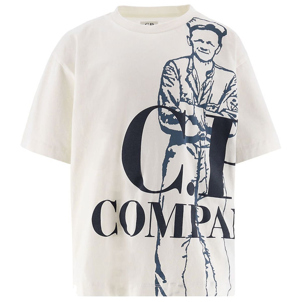 C.P. Company T-shirt - Gauze White m. Støvet Blå/Navy