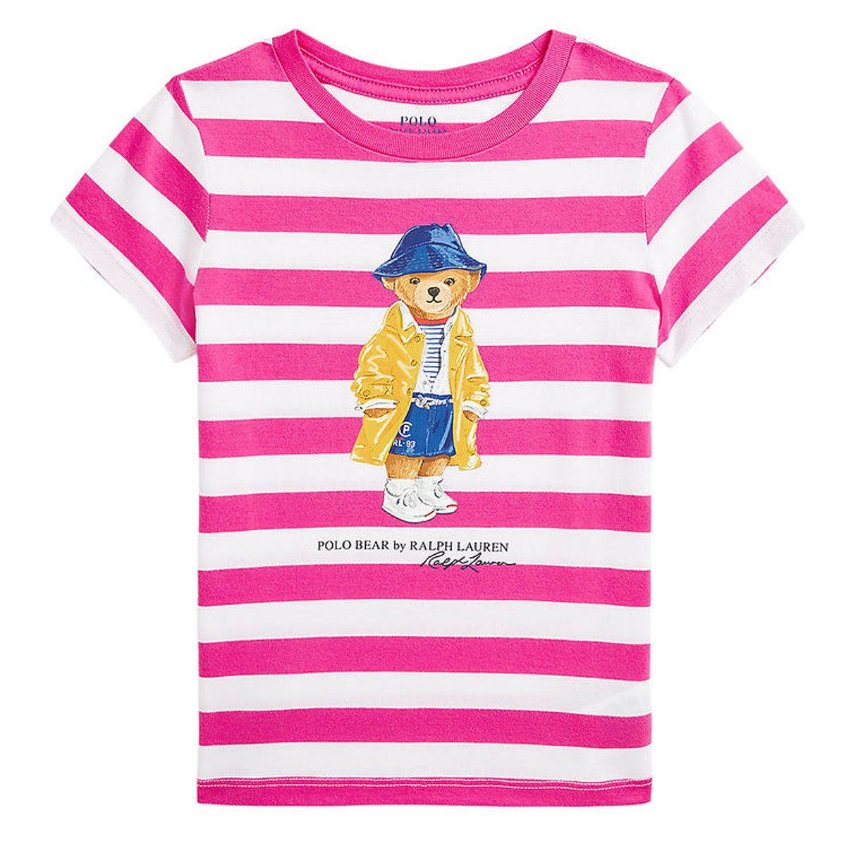 Polo Ralph Lauren T-shirt - Pink/Hvidstribet m. Bamse