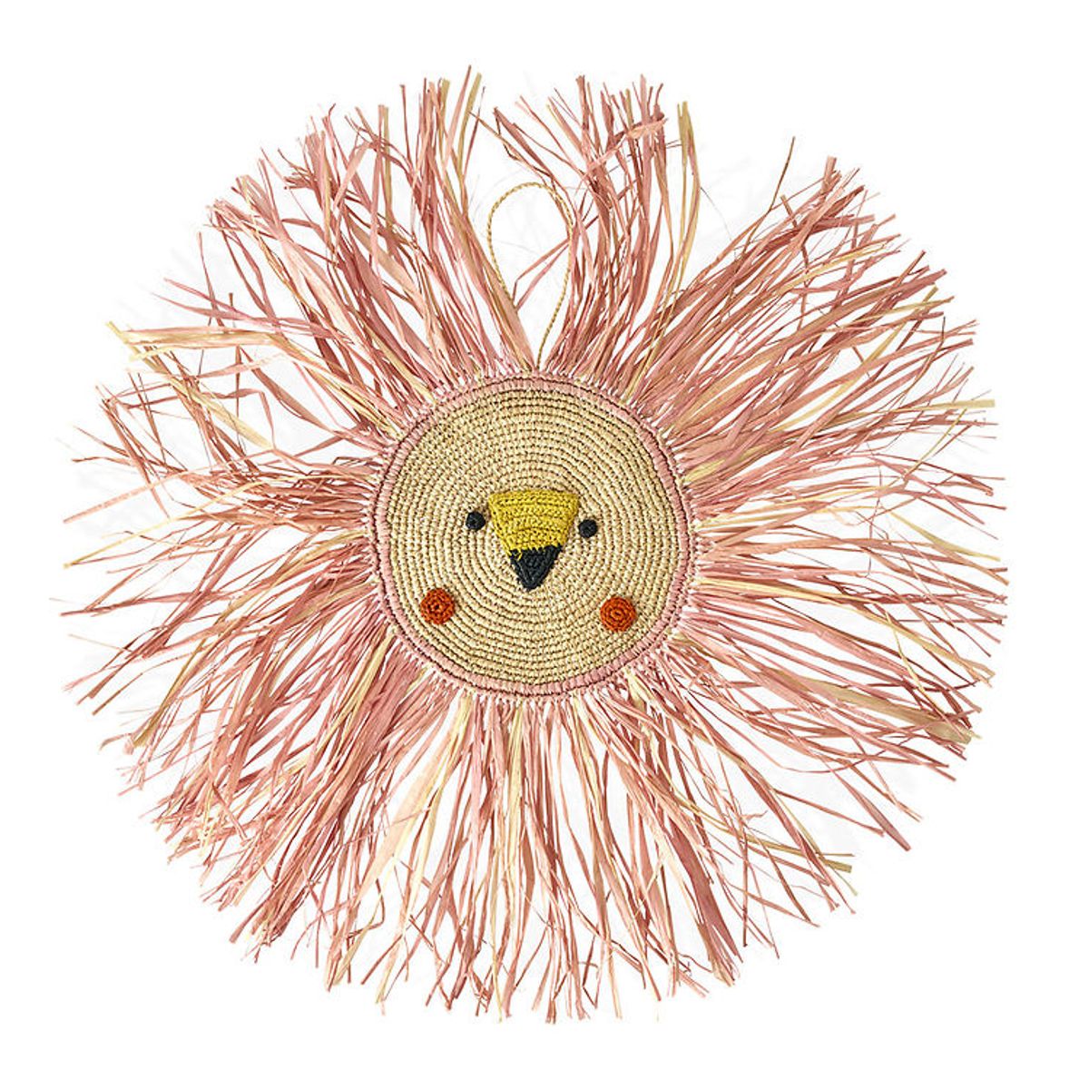 Rice Vægpynt - Raffia Animal - Large - Pink