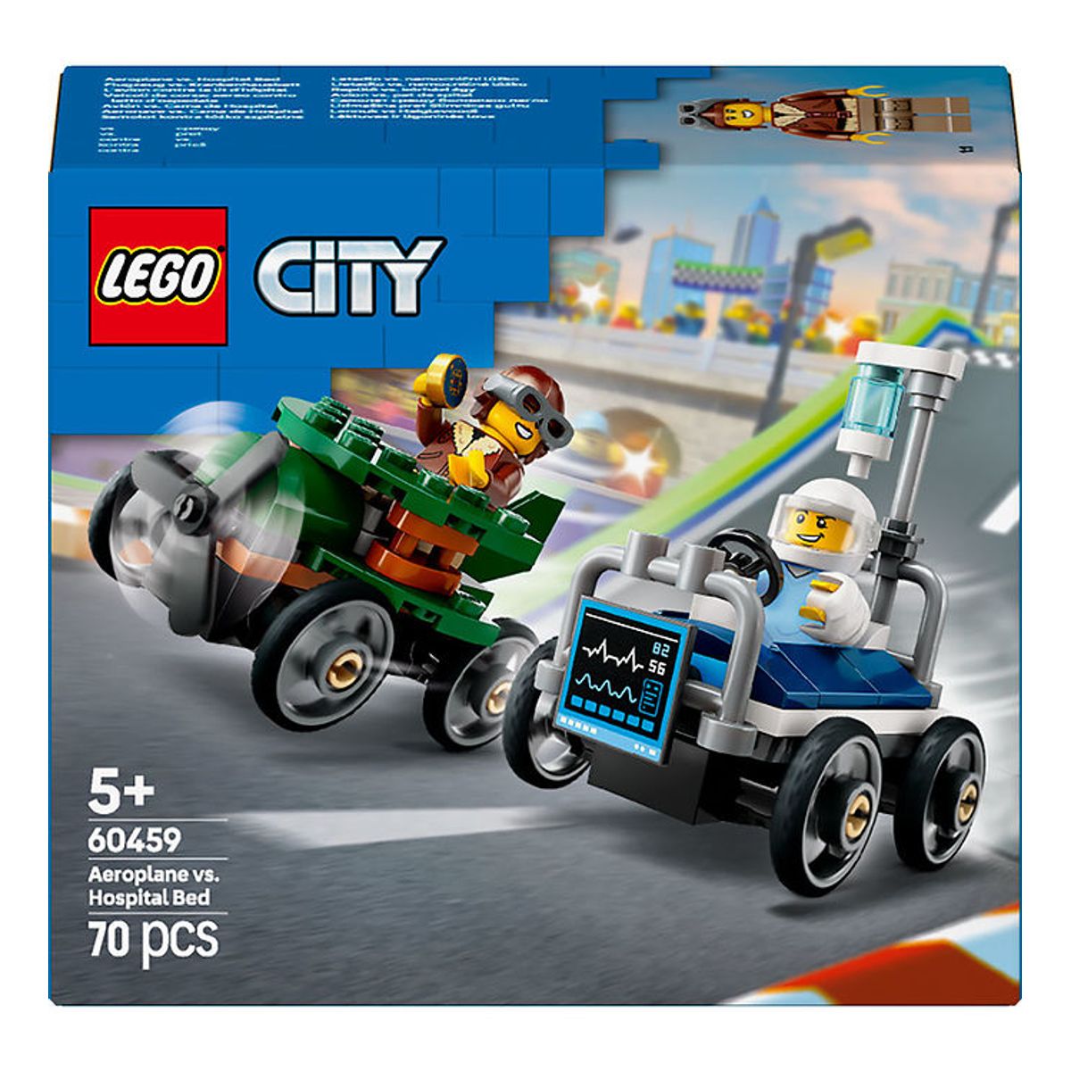 LEGO ® City - Racerbilpakke: Fly mod Hospitalsseng 60459 - 70 Del