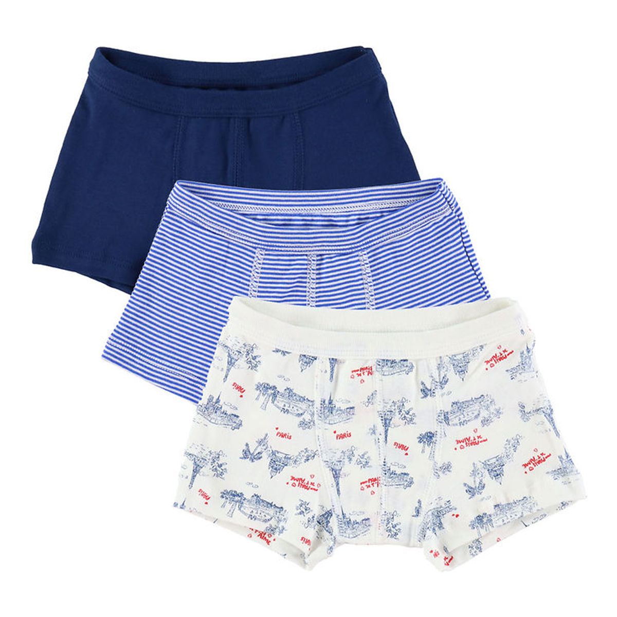 Petit Bateau Boxershorts - 3-pak - Blå/Hvid