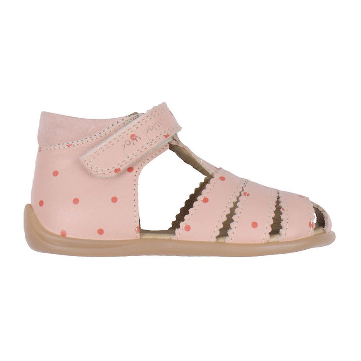 Pom Pom Sandaler - Starters Scallop Velcro - Old Rose Dot