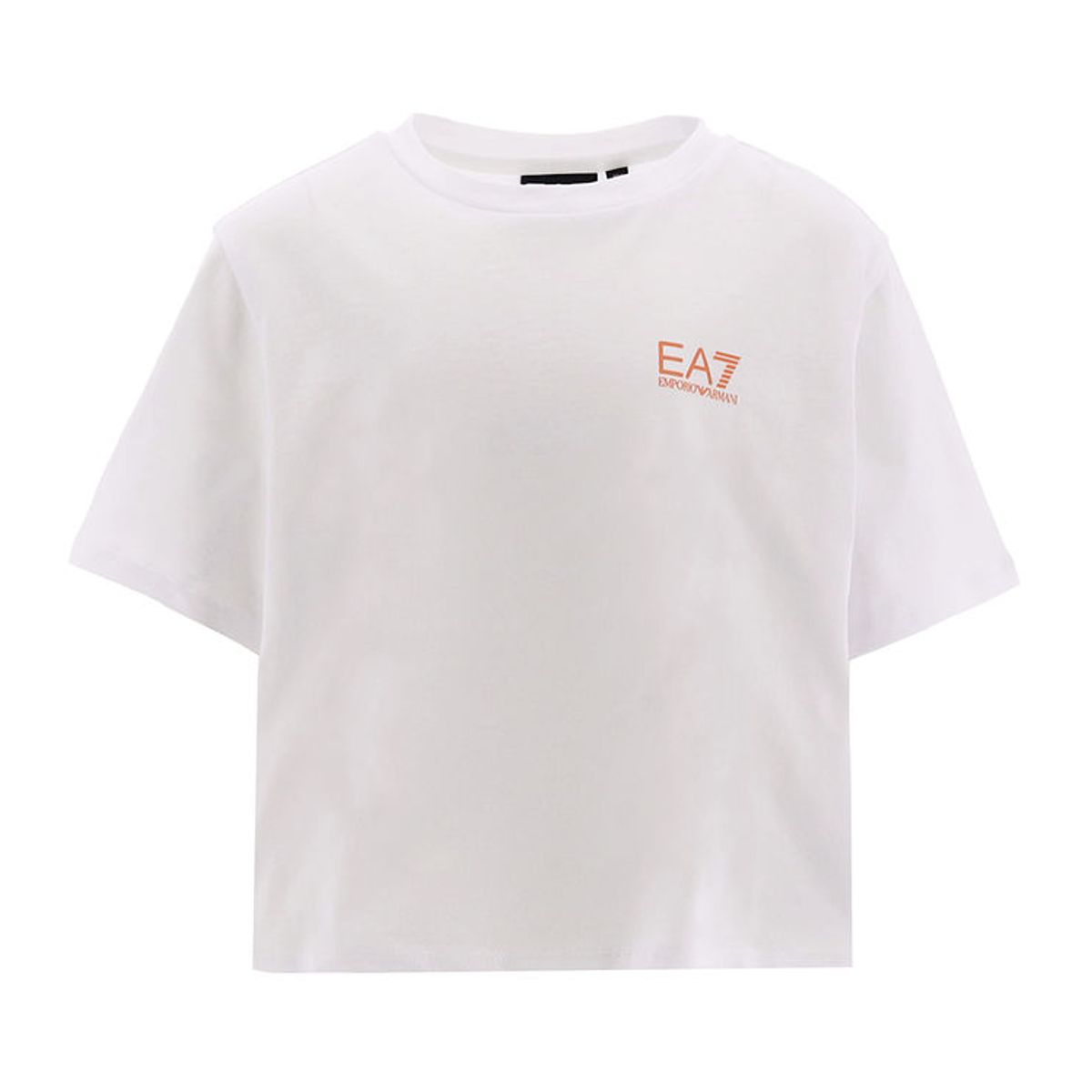 EA7 T-shirt - Cropped - Hvid m. Koral