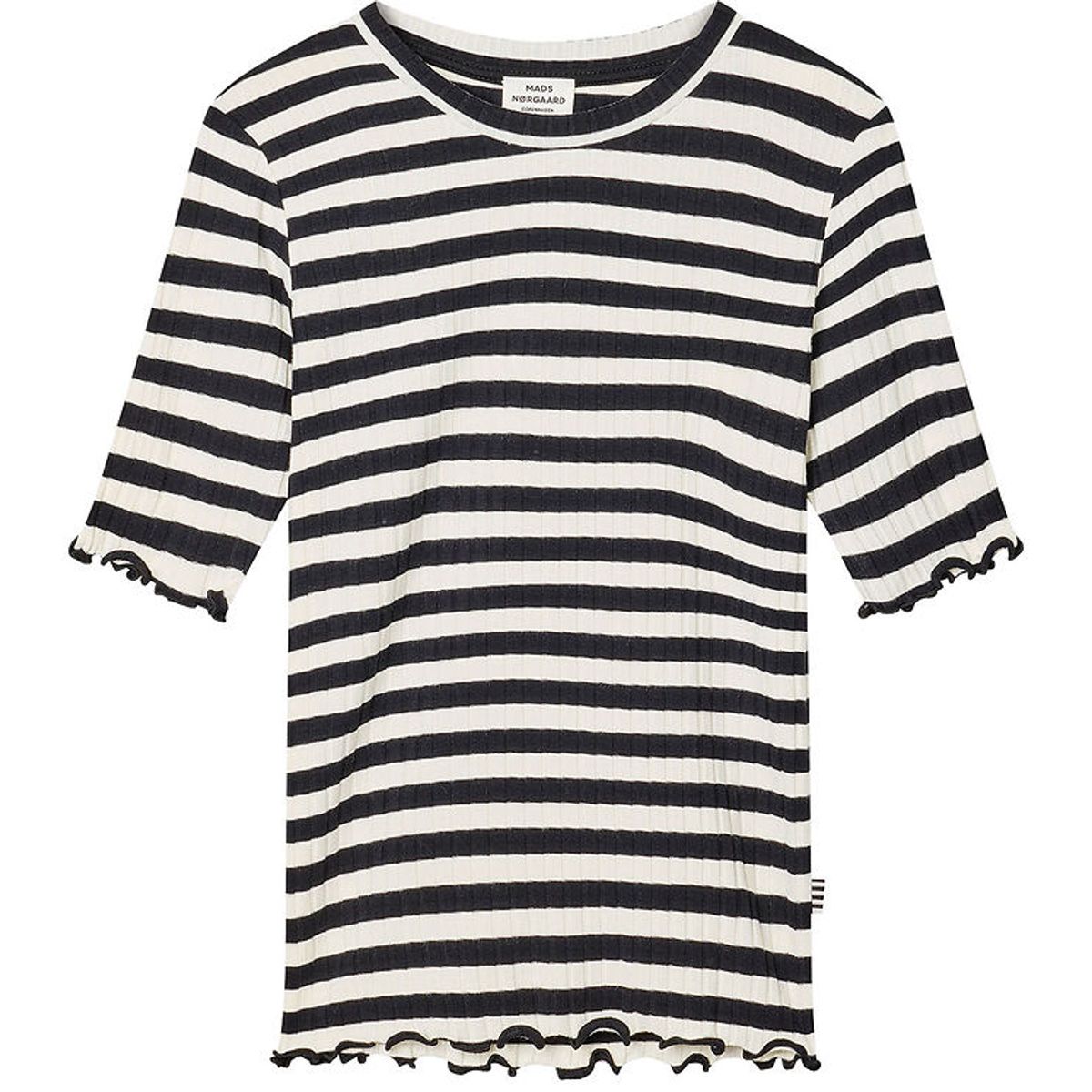 Mads Nørgaard T-shirt - Rib - Tuviana - Black/Vanilla Ice