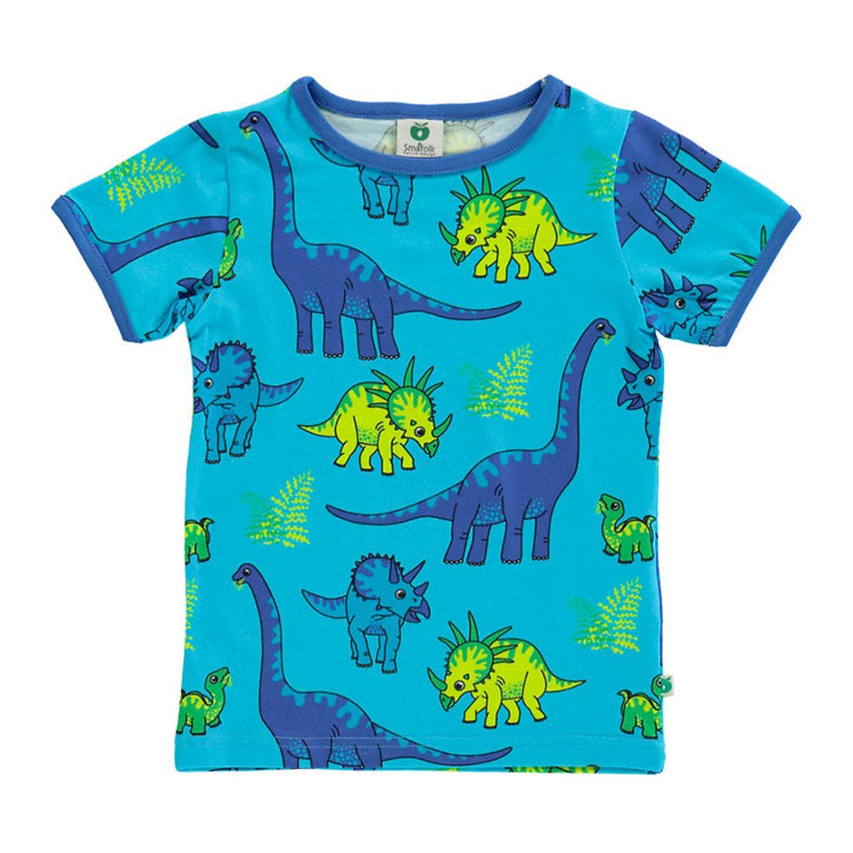 Småfolk T-shirt - Blue Atol m. Dinosaur