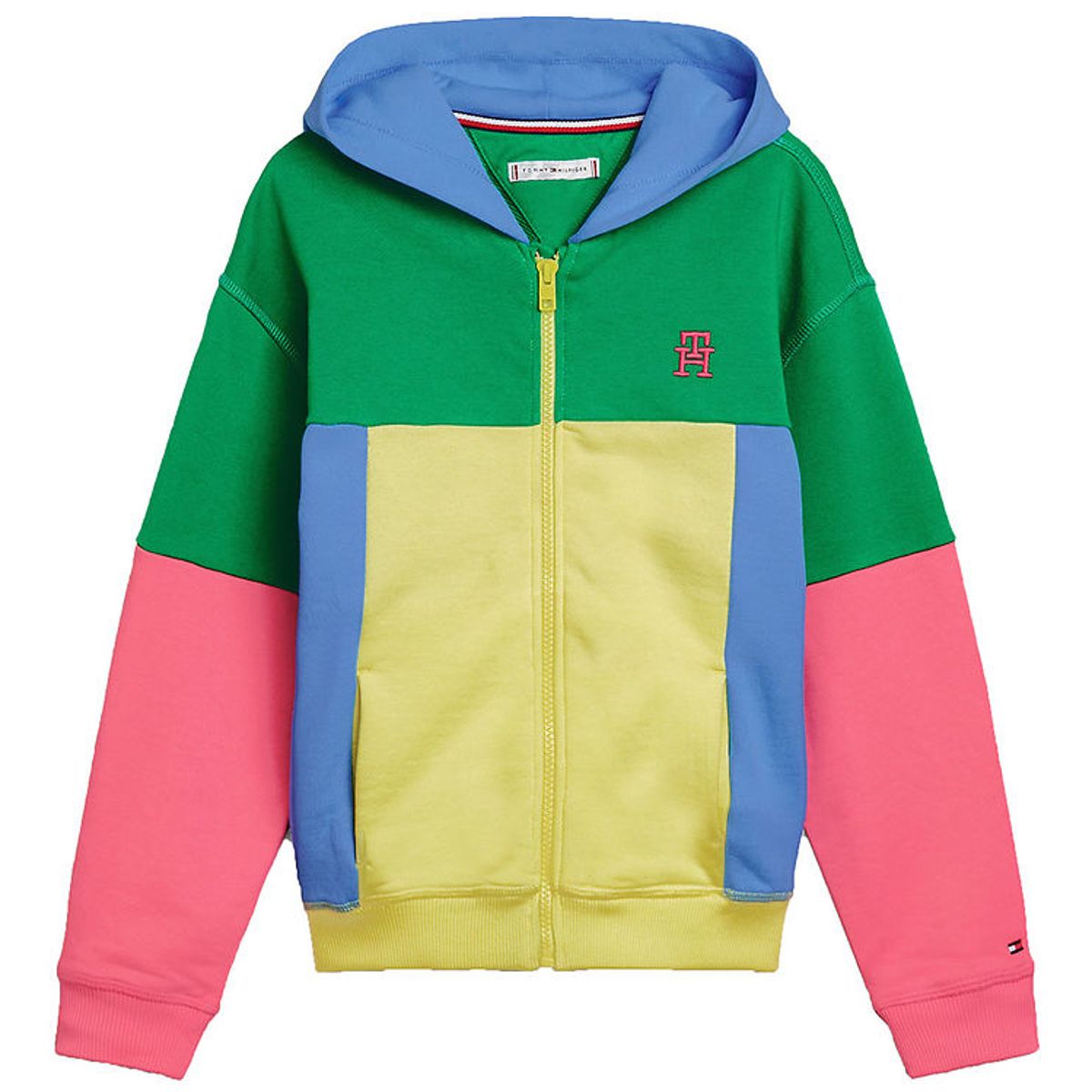 Tommy Hilfiger Cardigan - U Colorblock Monogram - Grøn/Gul/Pink/