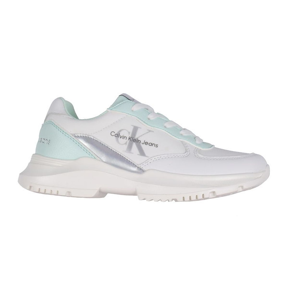 Calvin Klein Sko - Low Cut Lace Up - Hvid/Aquamarine