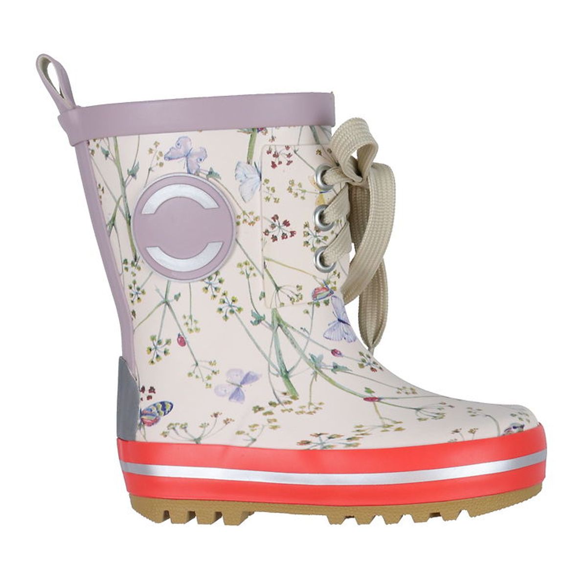 Mikk-Line Gummistøvler - Wellies - Off-White m. Blomster/Snøre