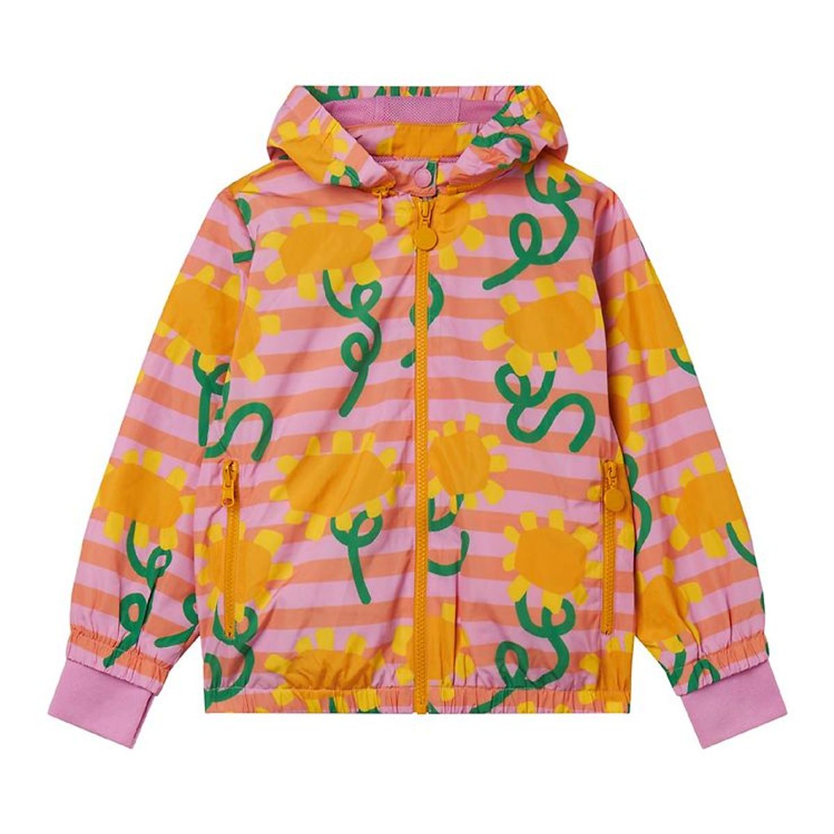 Stella McCartney Kids Jakke - Rosa/Orangestribet m. Solsikker