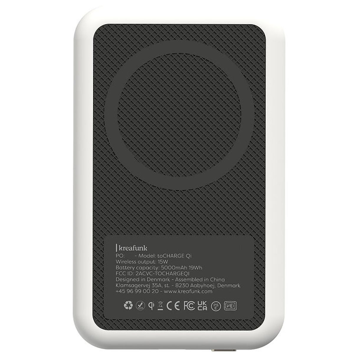 Kreafunk Powerbank - toCHANGE QI - Hvid - 5.000mAh