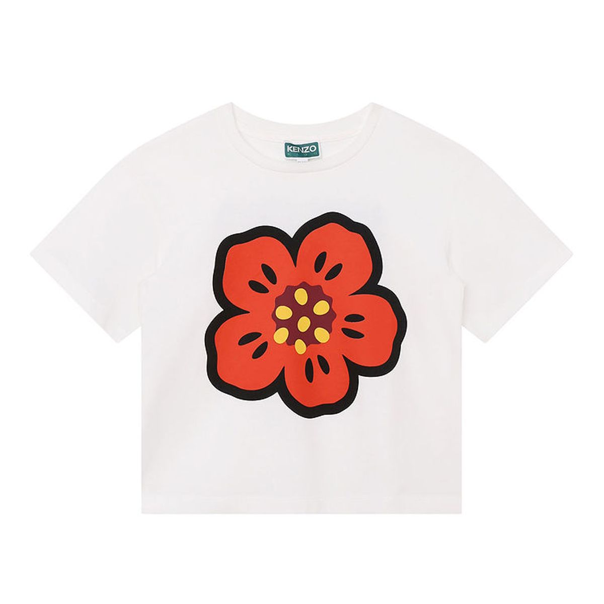 Kenzo T-shirt - Ivory/Rød m. Blomst