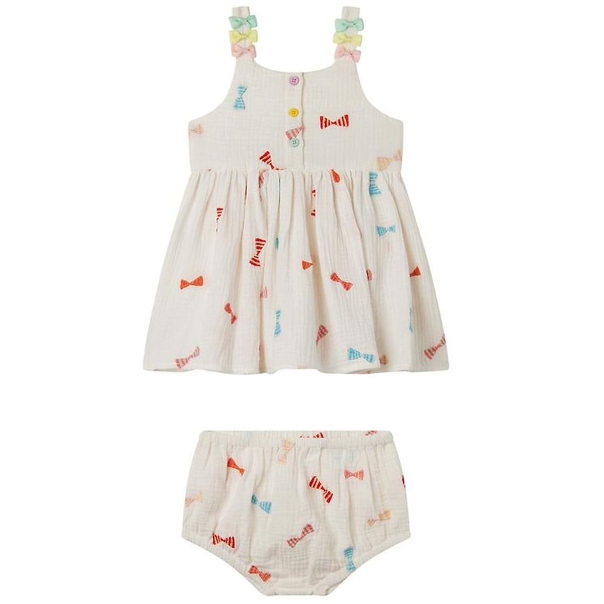 Stella McCartney Kids Kjole m. Bloomers - Hvid m. Sløjfer