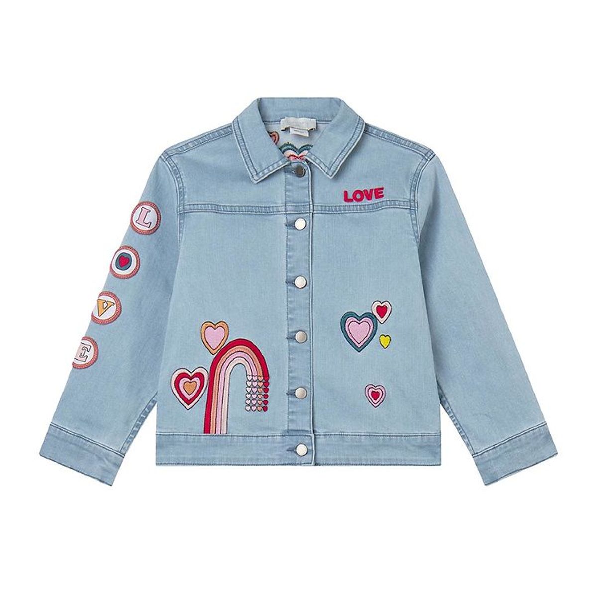 Stella McCartney Kids Denimjakke - Lyseblå m. Patches