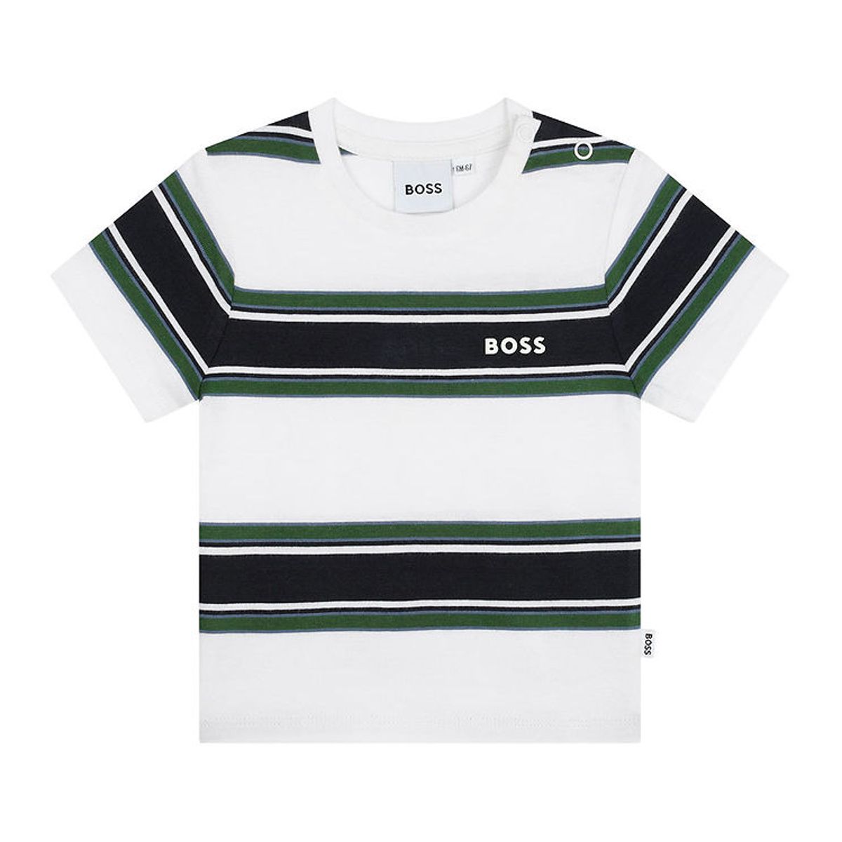 BOSS T-shirt - Hvid/Navystribet m. Grøn