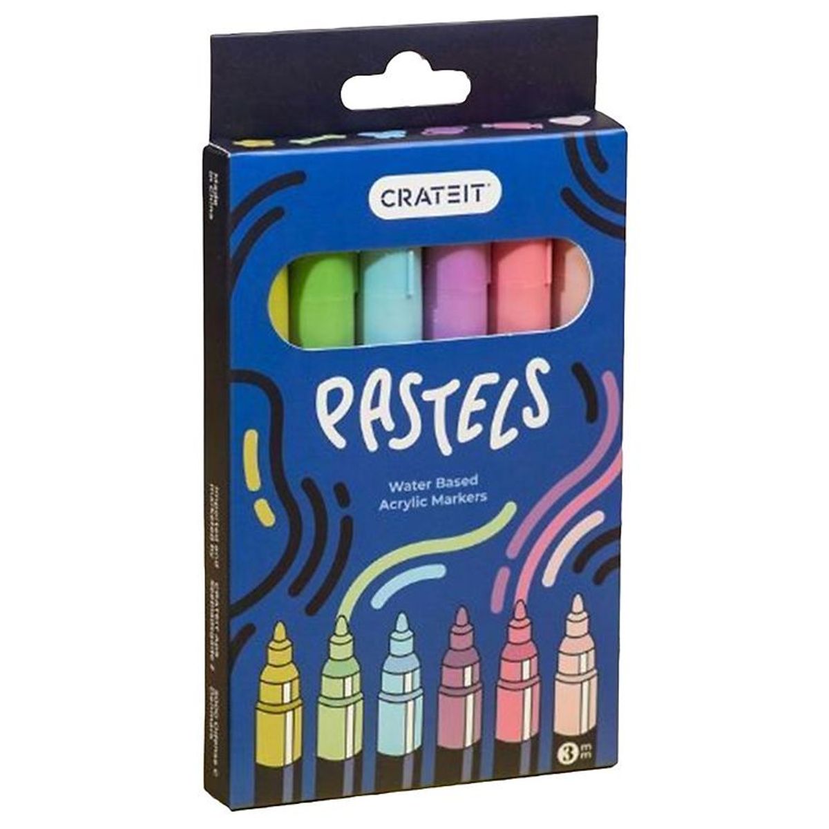 Crateit Tuscher - 3 mm - 6 stk. - Pastels