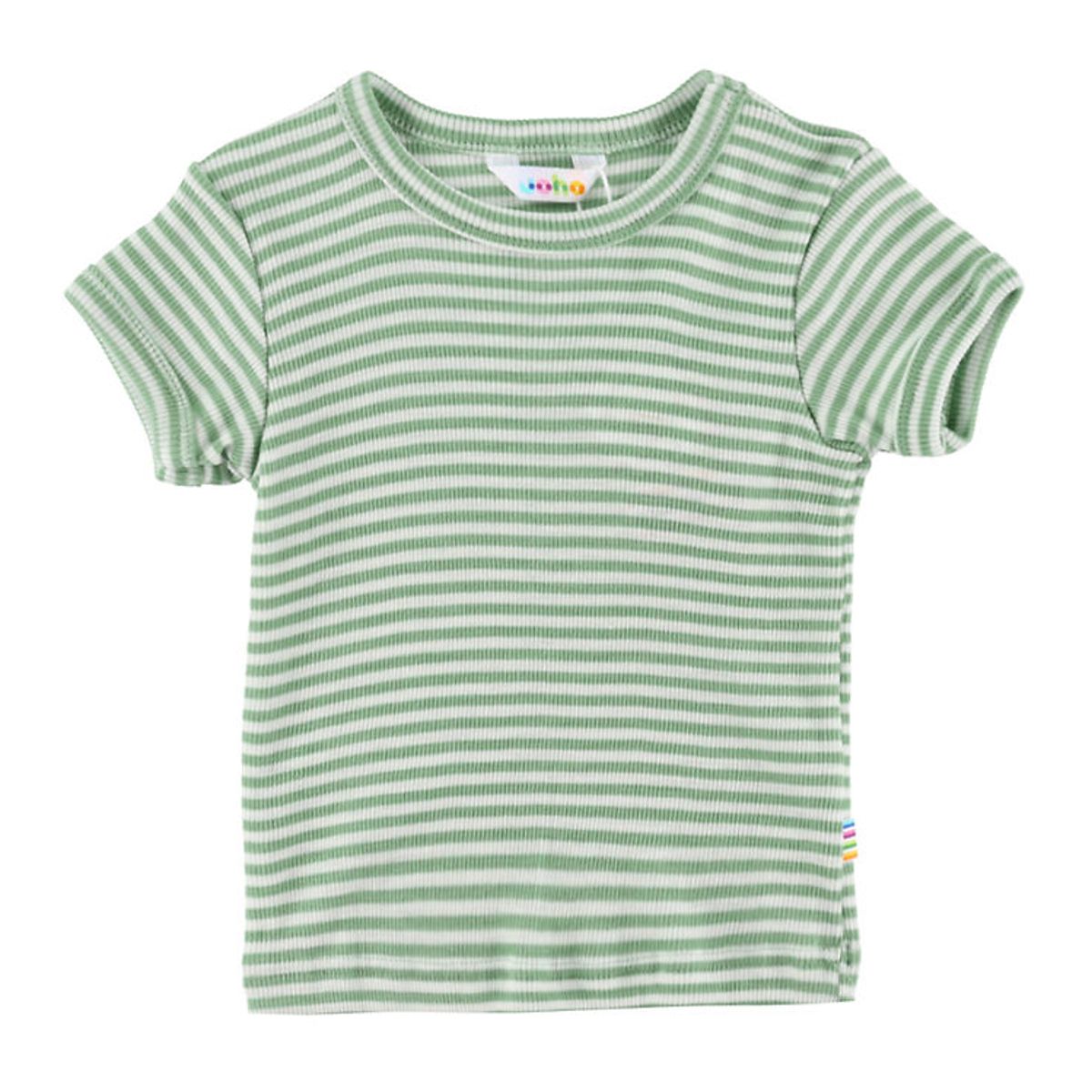 Joha T-shirt - Uld/Silke - Rib - Grøn/Hvid