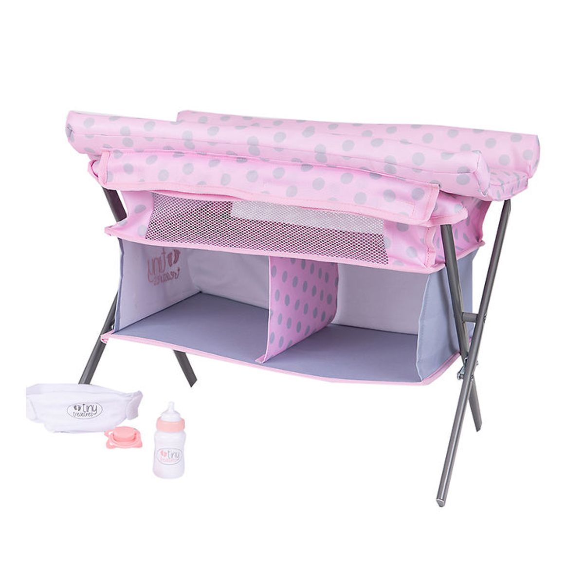 Tiny Treasures Puslebord Til Dukke - Folding Changing Table Cot