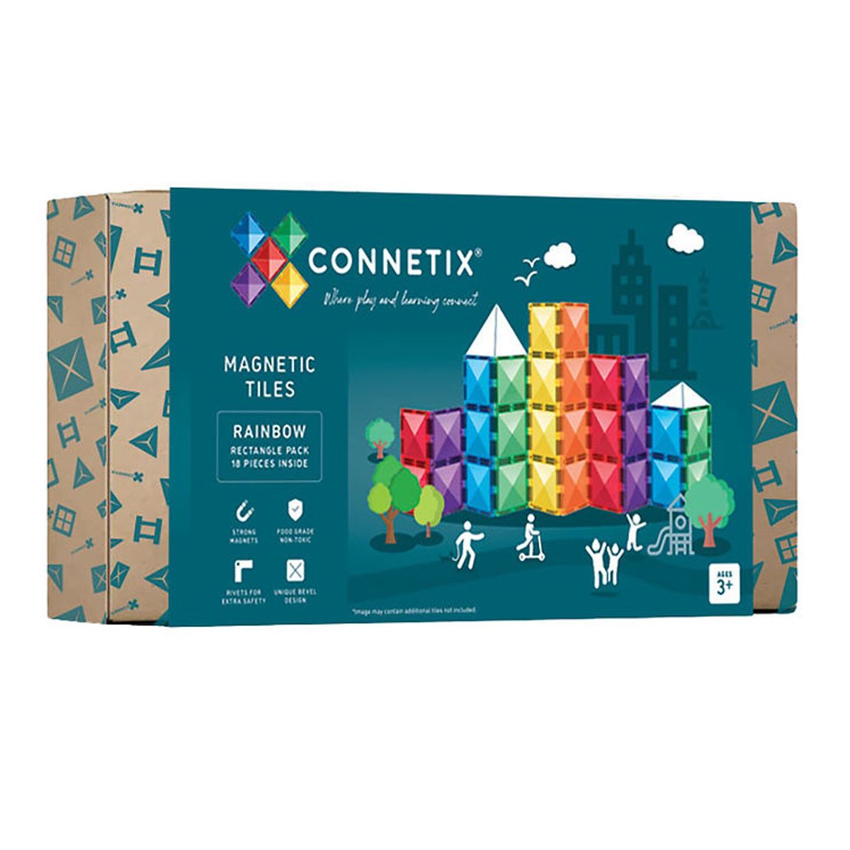 Connetix Magnetsæt - 18 Dele - Rainbow Rectangle