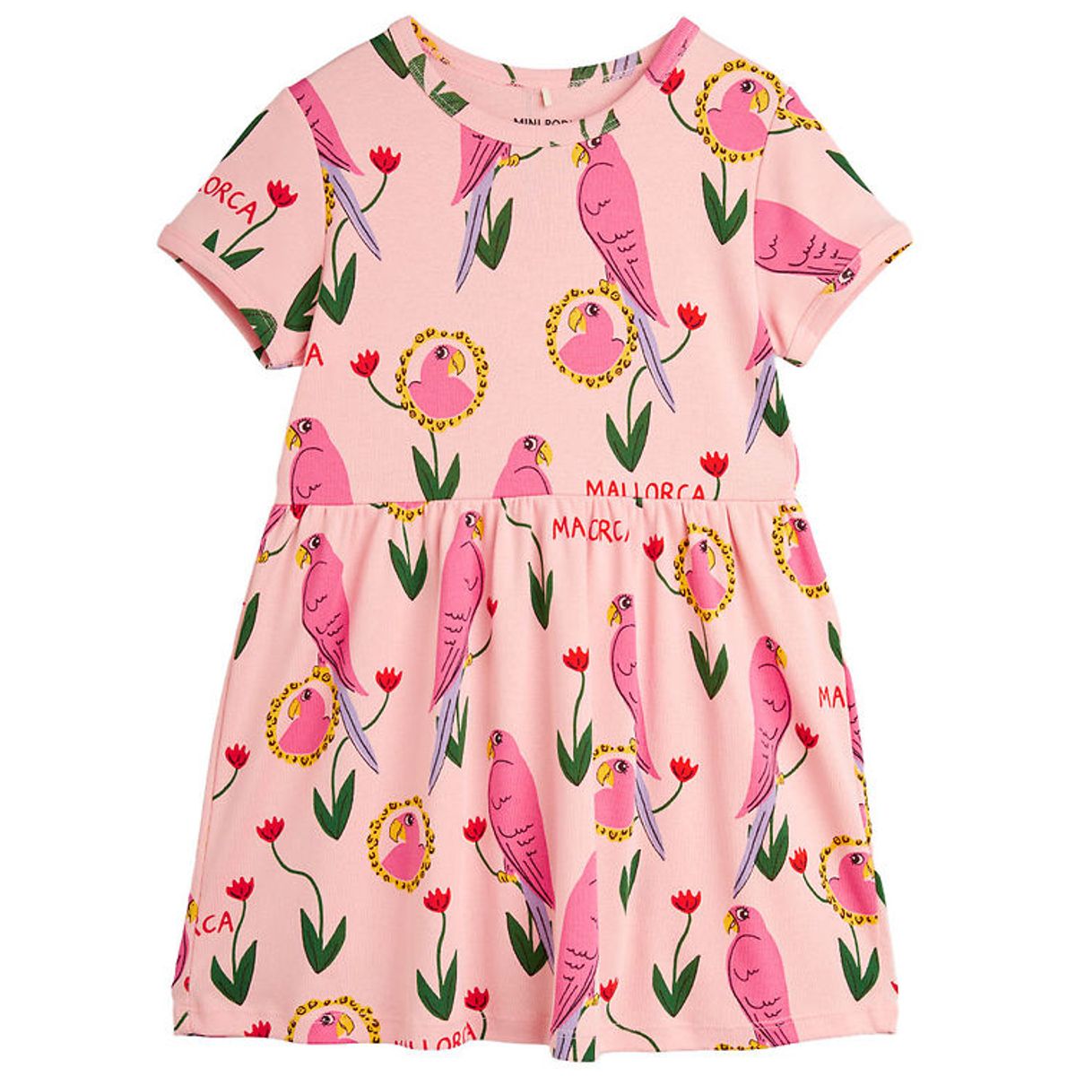 Mini Rodini Kjole - Parrot Aop - Pink