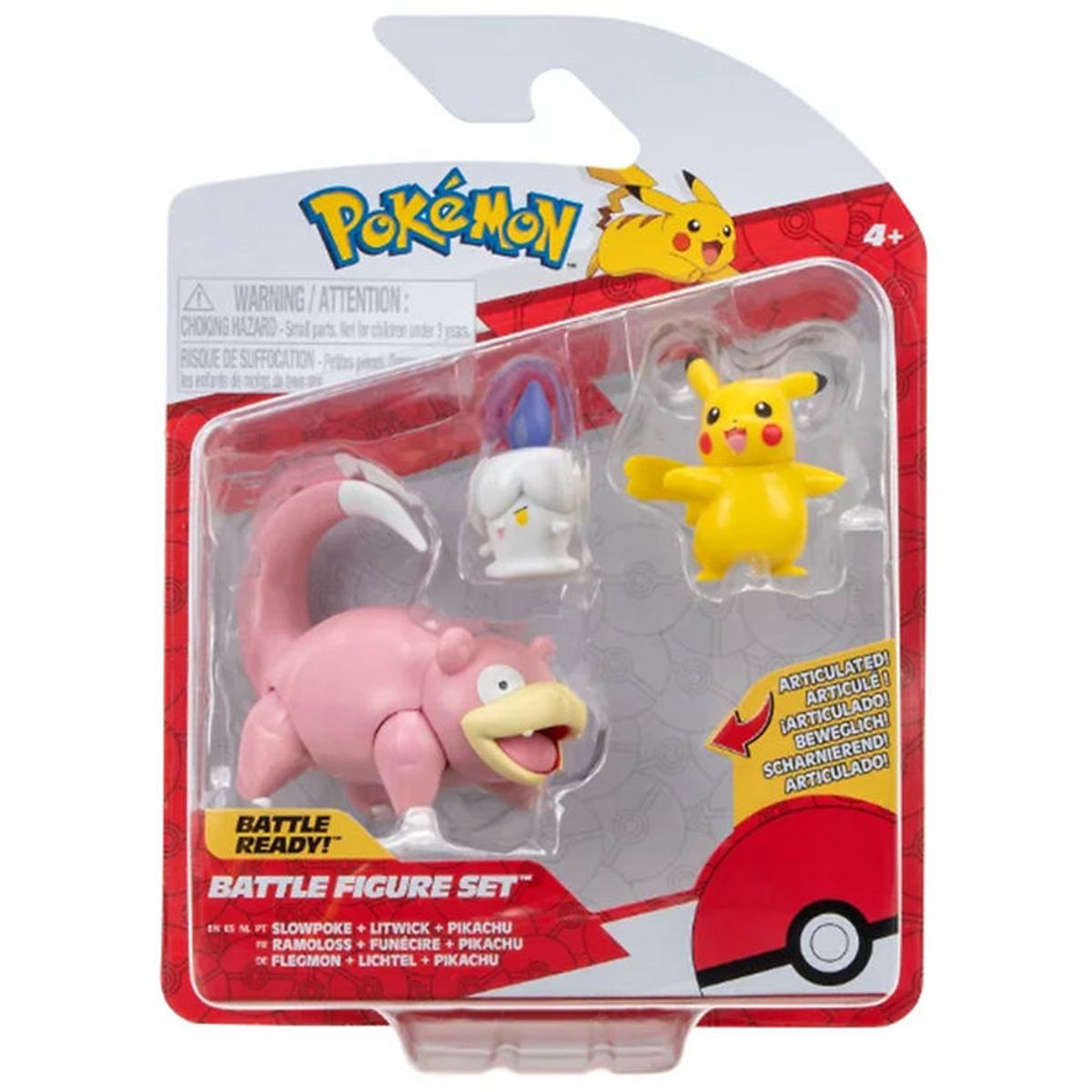 Pokémon Figurer - 3-pak - Battle Figure - Pikachu/Slowpoke/Litwi