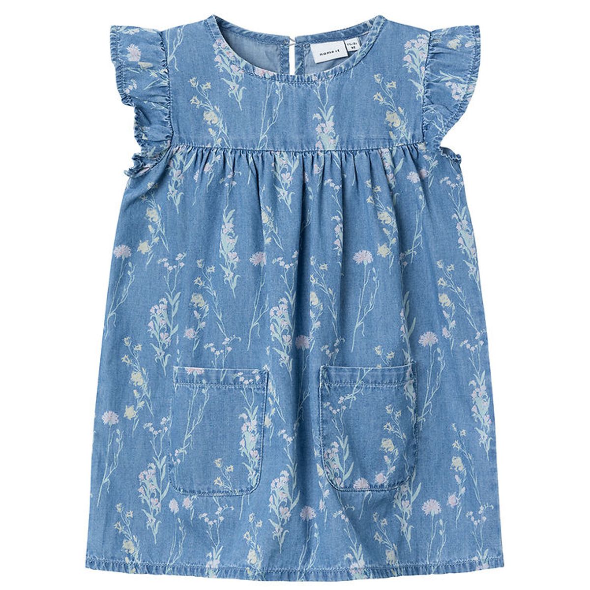 Name It Kjole - NmfGry - Medium Blue Denim n. Blomster