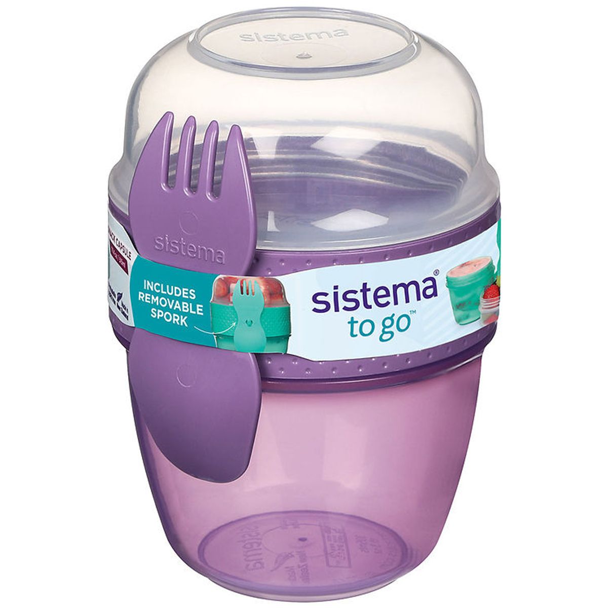 Sistema Madkasse m. Bestik - Snack Capsule - 515 ml - Lilla