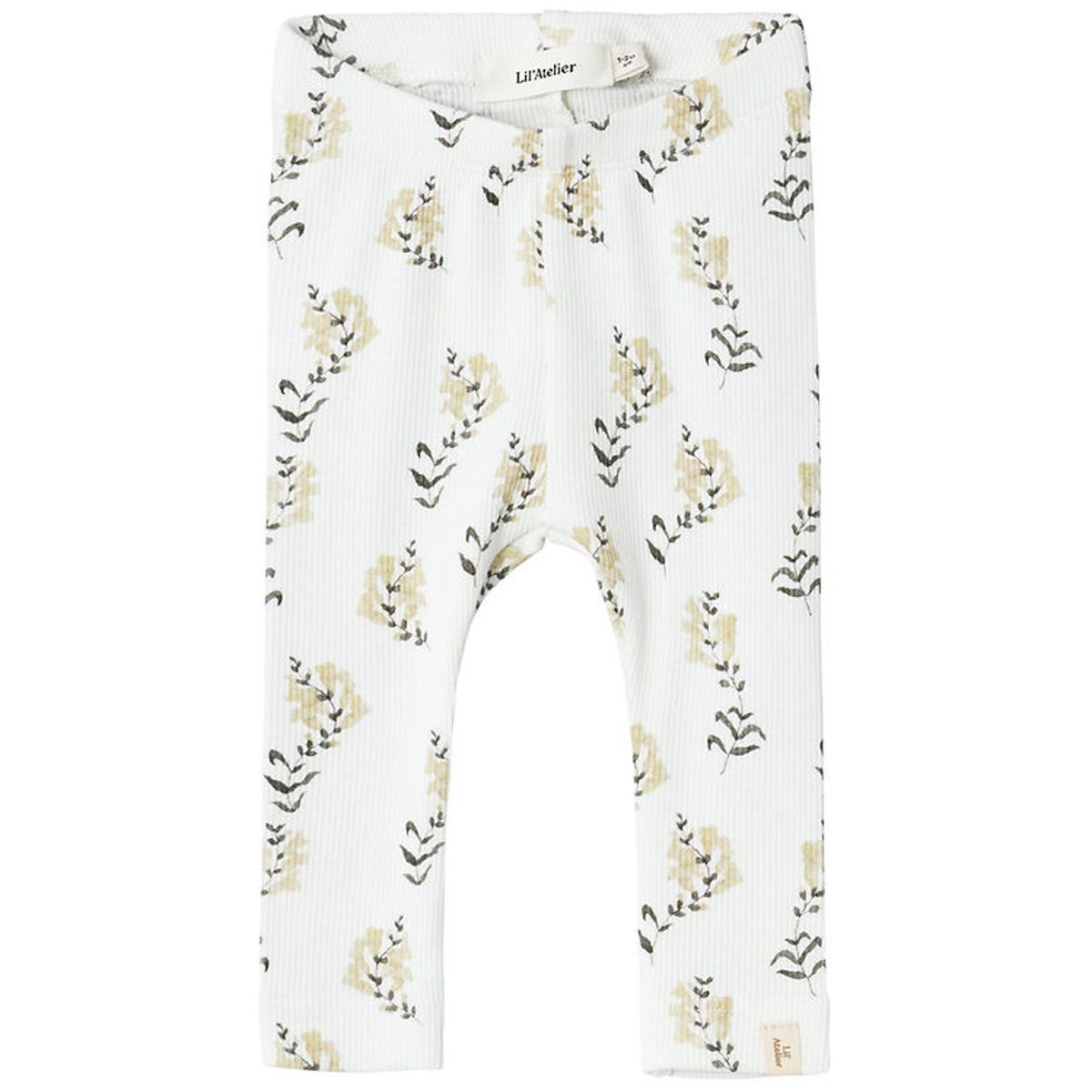 Lil' Atelier Leggings - Rib - NbfGavo - Coconut Milk/Yellow Flow