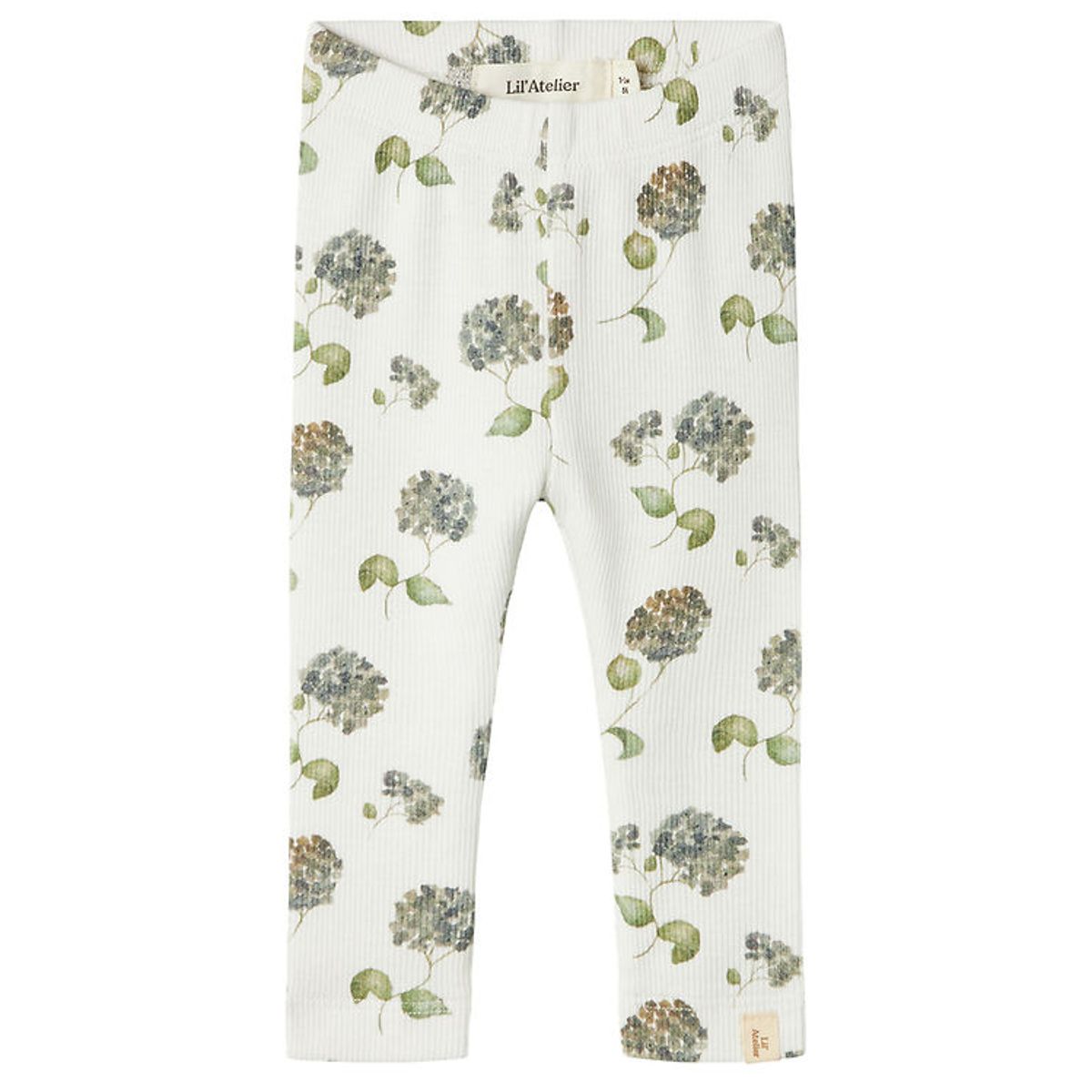 Lil' Atelier Leggings - Rib - NbfGavo - Coconut Milk/Blue Flower