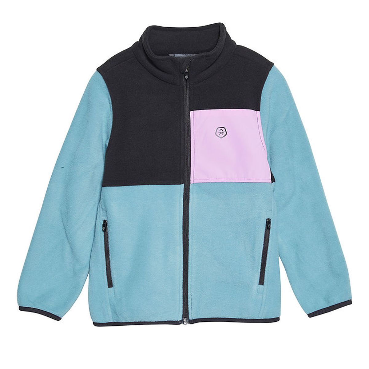 Color Kids Fleecejakke - Stone Blue/Koksgrå/Rosa