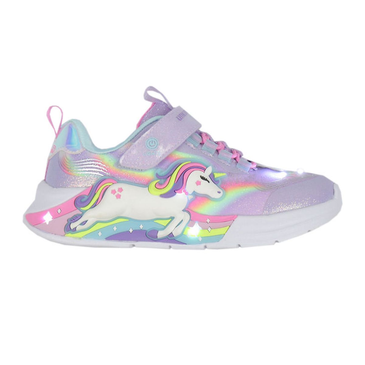 Skechers Sko m. Lys - Unicorn Chaser - Lavender/Multi