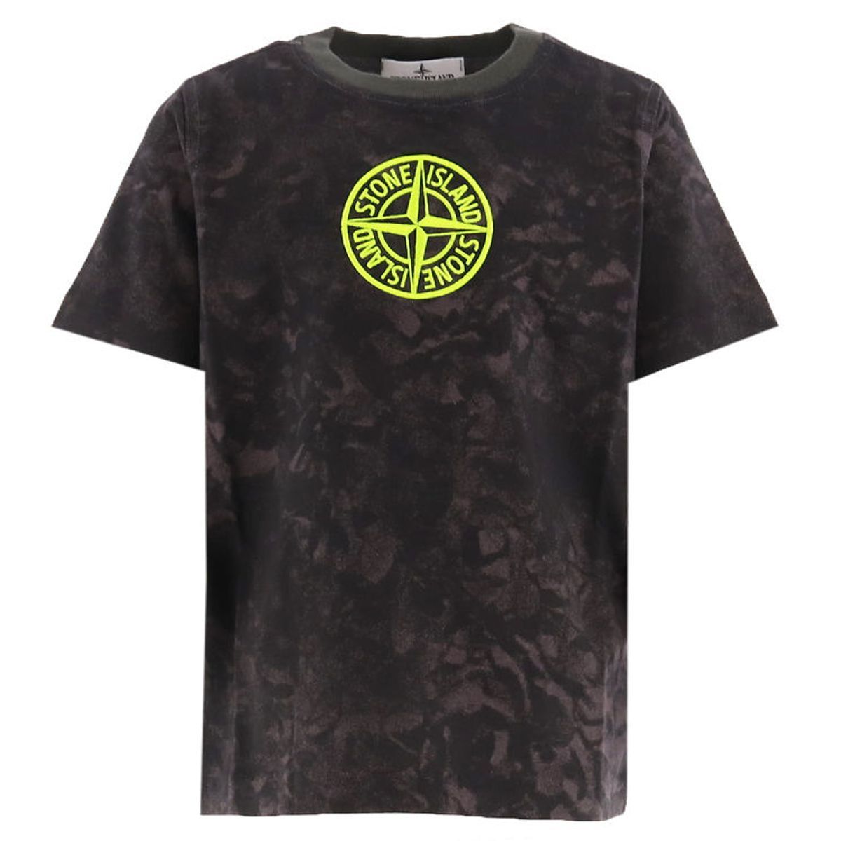 Stone Island T-shirt - Sortmeleret/Gul m. Logo