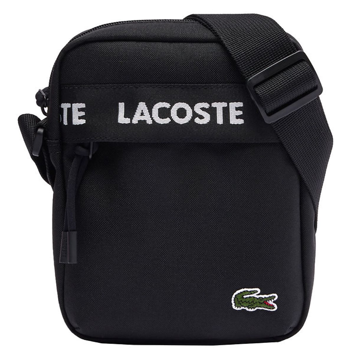 Lacoste Skuldetaske - Sort m. Logostribe