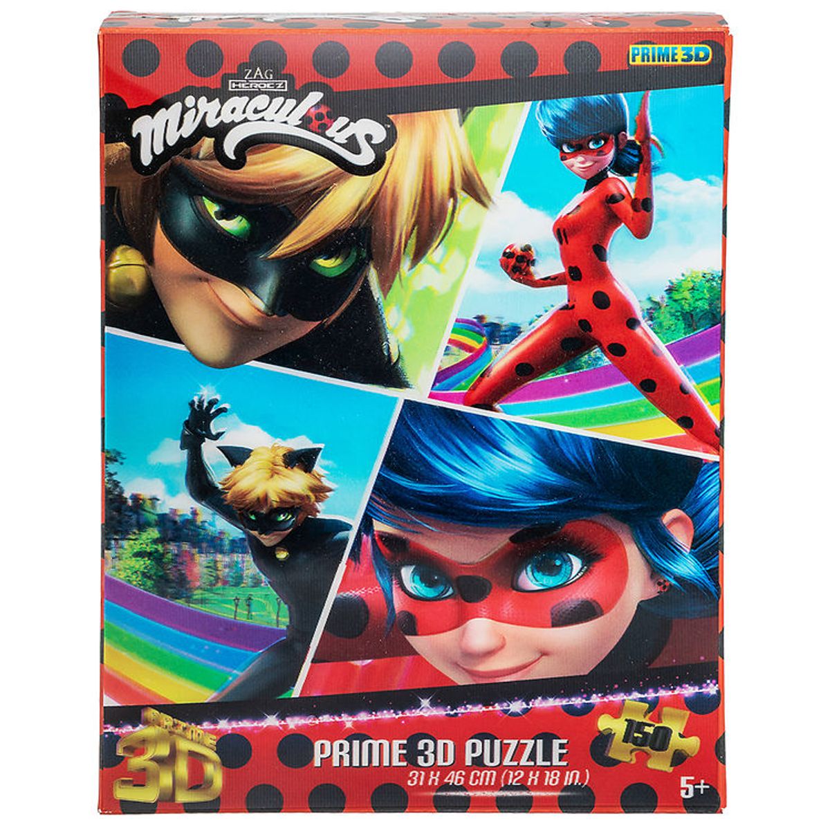 Prime 3D Puzzle Puslespil - 3D - 150 Brikker - Miraculous