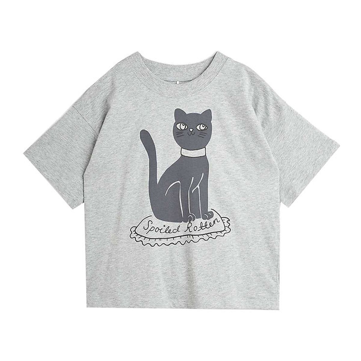 Mini Rodini T-shirt - Cat - Grey Melange